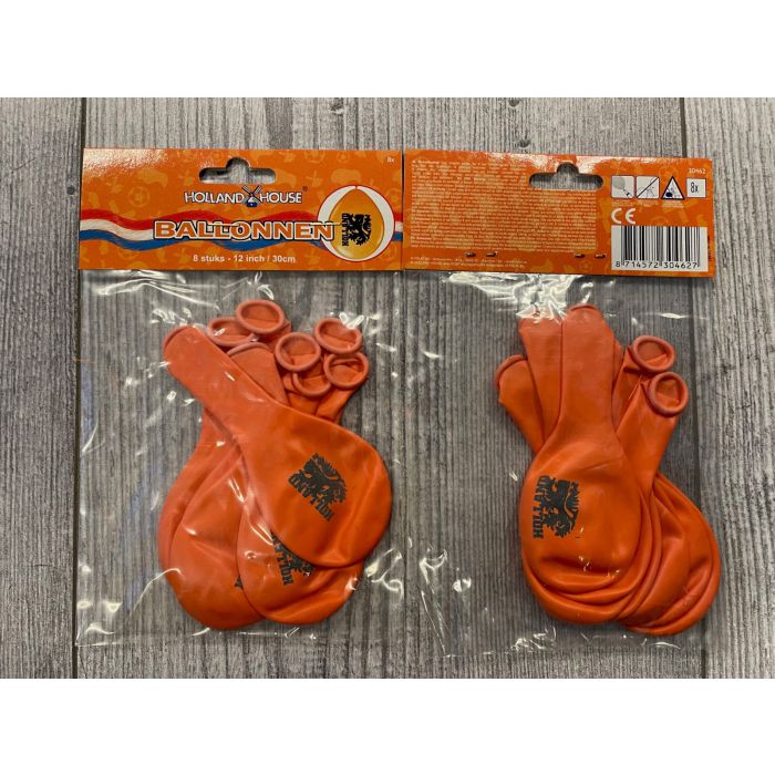 smeren weg knal 8 stuks Oranje ballonnen met tekst Holland en leeuw - deoranjeartikelenshop